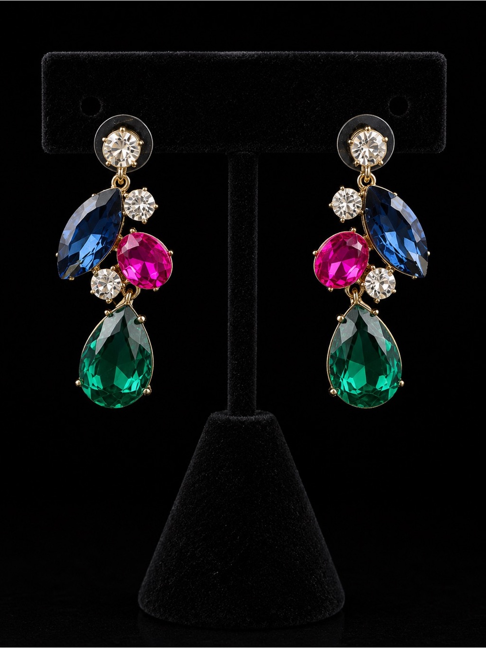 Gold-Tone Multicolor  Swarovski Elements Crystal Drop Earrings